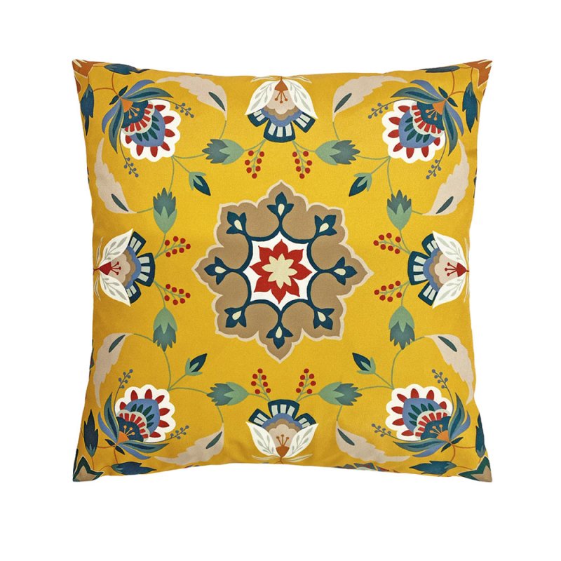 Folk Flora Outdoor 43cm Cushion Ochre