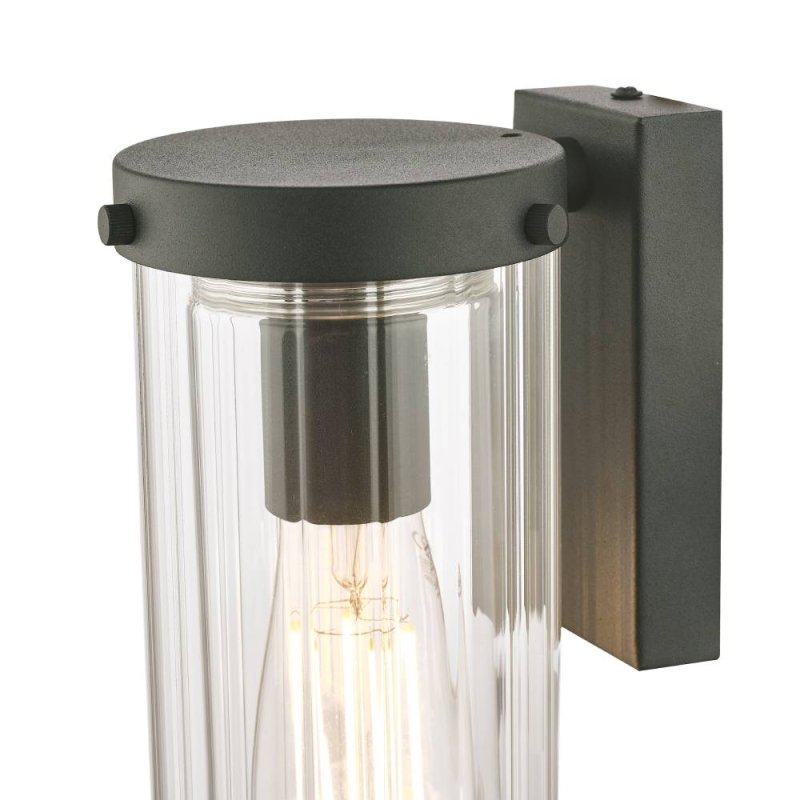 Laura Ashley Arthur Outdoor Wall Light Matt Black Glass IP44