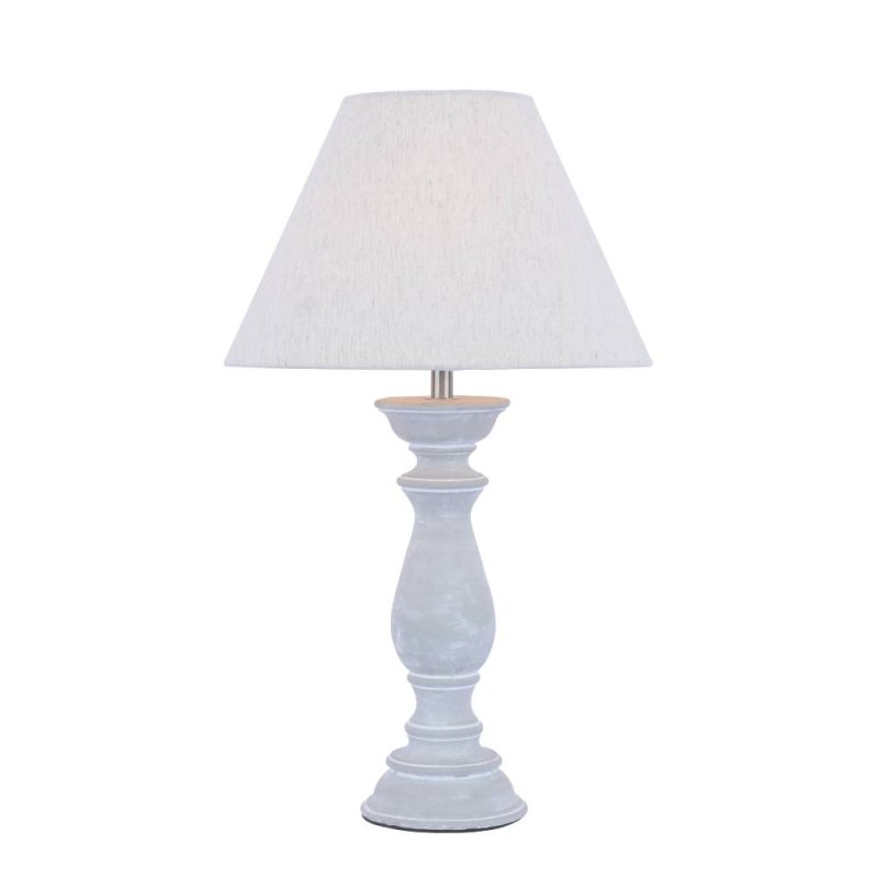 Laura Ashley Chedworth Table Lamp Concrete & Polished Nickel With Shade