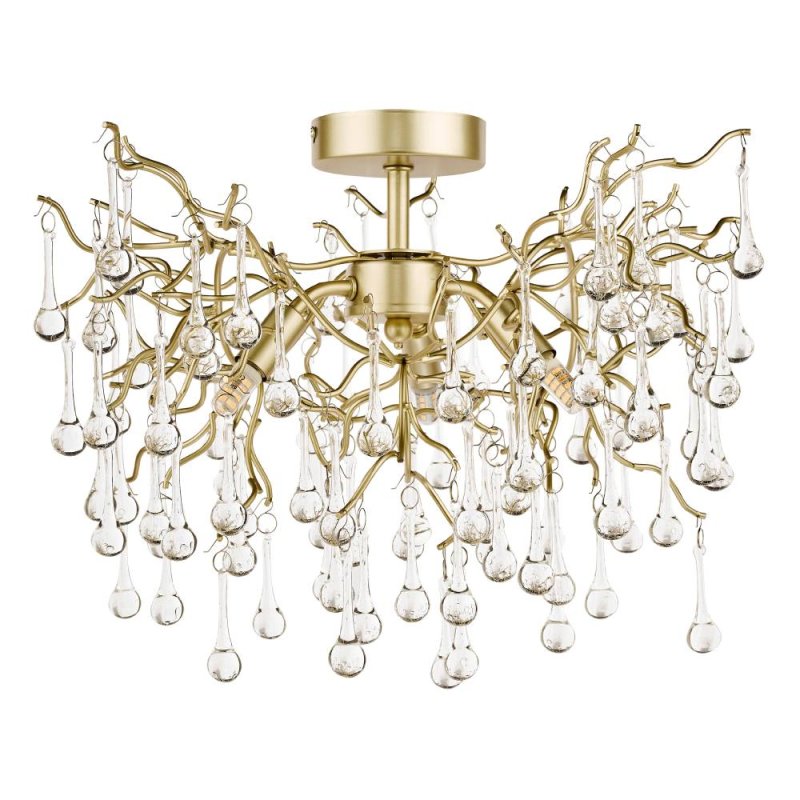 Laura Ashley Willow 3lt Semi Flush Satin Champagne Crystal