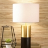 Dark Wood and Gold Metal Table Lamp