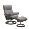 Stressless Mayfair M Chair with Footstool Paloma Siver with Grey Siganture Base