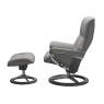 Stressless Mayfair M Chair with Footstool Paloma Siver with Grey Siganture Base