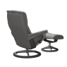 Stressless Mayfair M Chair with Footstool Paloma Siver with Grey Siganture Base