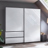 Sorrento 2 Door Sliding Wardrobe 218cm High Polish White Metallic Grey Handles