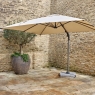 TRURO 3M SQUARE SIDE PARASOL WITH LIGHTS, GRANITE BASE & COVER - SAND