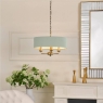 Laura Ashley Sorrento 3 Light Chandelier Matt Antique Brass Green Shade