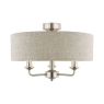 Laura Ashley Sorrento 3 Light Semi Flush Satin Nickel & Natural Shade