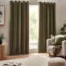 Heavy Chenille Eyelet Headed Curtains Olive