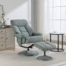 Bradfield Swivel Recliner Chair & Footstool Lisbon Teal