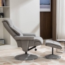 Bradfield Swivel Recliner Chair & Footstool Lisbon Silver