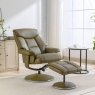 Bradfield Swivel Recliner Chair & Footstool Olive Green