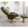 Deben Swivel Chair & Stool Olive Green Plush