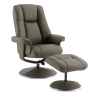 Denby Swivel Recliner Chair & Footstool Olive Green Leather