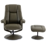 Denby Swivel Recliner Chair & Footstool Olive Green Leather