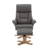 Marlesford Swivel Recliner Chair with Footstool Grey Faux Leather