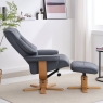 Sven Swivel Recliner & Footstool Petrol Blue