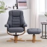 Sven Swivel Recliner & Footstool Petrol Blue