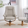 Sven Swivel Recliner & Footstool Mushroom Leather