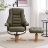 Sven Swivel Recliner & Footstool Olive Green