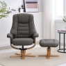 Sven Swivel Recliner & Footstool Cinder Leather