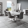 Ariel Extending Dining Table 180-220cm White & 4 Contour Chairs Grey