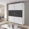 Bali 2 Door Sliding Wardrobe W175cm Alpine White & Metallic Grey