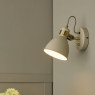 Dar Frederick Wall Light in Gloss Cream and Antique Brass