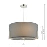 Satino 3 Light Pendant Grey Satin Chrome