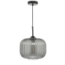 Demarius 1 Light Pendant Black & Smoked Glass