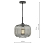 Demarius 1 Light Pendant Black & Smoked Glass