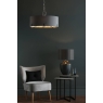 Veyron 6 Light Pendant Polished Nickel Grey Faux Silk Shade