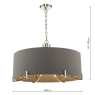 Veyron 6 Light Pendant Polished Nickel Grey Faux Silk Shade