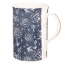 Flared Rim Pattern Mug Floral Navy