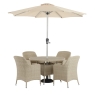 HOLKHAM 110CM TREE-FREE ROUND TABLE WITH 4 ARMCHAIRS - NUTMEG