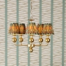 Tilda 5 Light Pendant Satin Gold & 5x Ikat Red Shades