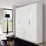 Mansfield 4 Door 2 Drawer Wardrobe Alpine White & High Polish White