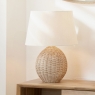 Raffles Large Rattan Cream Wash  Table Lamp With Shade