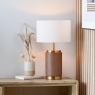 Carrara Wood Effect Ceramic Table Lamp with Shade