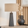 Draydon Black Wash Mango Wood Cone Table Lamp with Shade