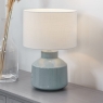 Nora Duck Egg Blue Crackle Effect Table Lamp with Shade