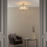 Round Bright Nickel Cut Glass Flush Ceiling Light
