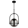 MATT BLK SGL PENDANT W/GREY TINTED GLASS & ADJ STEM