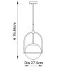 MATT BLK SGL PENDANT W/GREY TINTED GLASS & ADJ STEM
