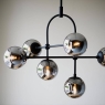 Matt Blak Multi Arm Pendant with Grey Tinted Glass. 