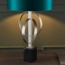 Double Hoop Silver Leaf Table Lamp with Teal Shade