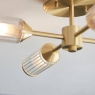 Ribbed Frosted Glass Satin Brass Ceiling Light
