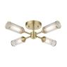 Ribbed Frosted Glass Satin Brass Ceiling Light
