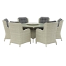 Morston Round Table with Lazy Susan & 6 Armchairs - Dove Grey