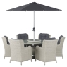Morston Round Table with Lazy Susan & 6 Armchairs - Dove Grey